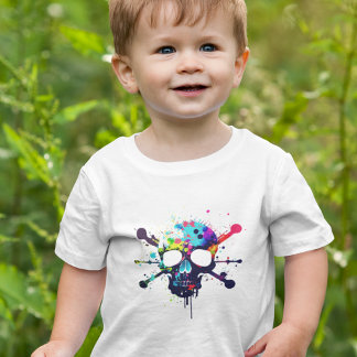 Kids Pirat Skull & Crossbone Exploderande Färg T Shirt