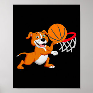 Kids Pitbull Hund spelar Bysketbyll Hund Sports Ga Poster