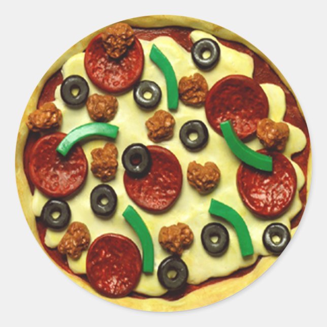 Kids Pizza Födelsedagsfest Runt Klistermärke (Framsida)