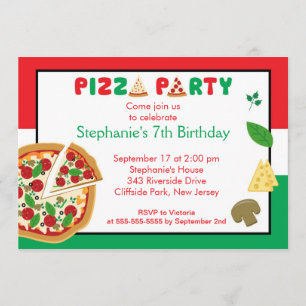 Kids Pizza Party Födelsedagsfest inbjudan