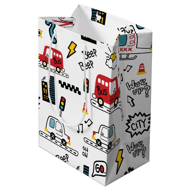 Kids Playful Transport Pattern  (Baksidan Vinklad)