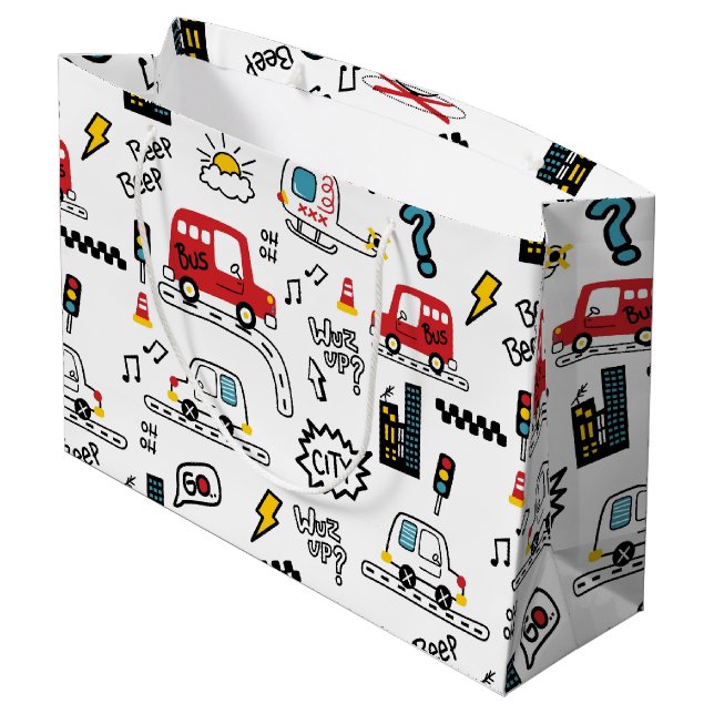 Kids Playful Transport Pattern  (Baksidan Vinklad)