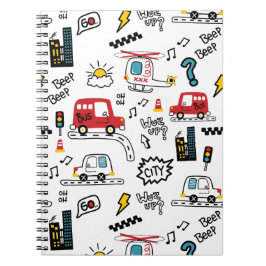 Kids Playful Transport Pattern  Anteckningsbok