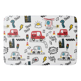 Kids Playful Transport Pattern  Badrumsmatta