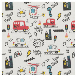 Kids Playful Transport Pattern Urban style modern Tyg