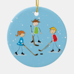 Kids Pond Hockey jul Julgransprydnad Keramik