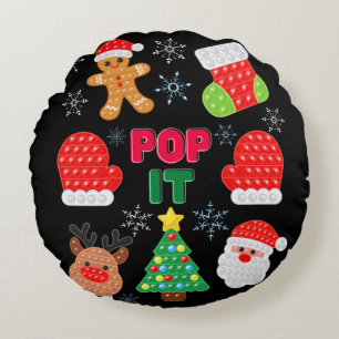 Kids Pop Det är julklubbel Santa Reindeer Rund Kudde