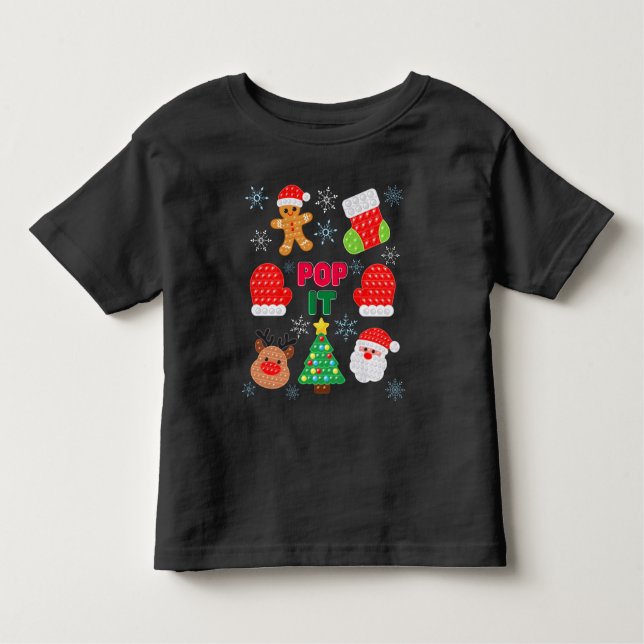 Kids Pop It Jul Bubble Santa Ren  T Shirt (Framsida)