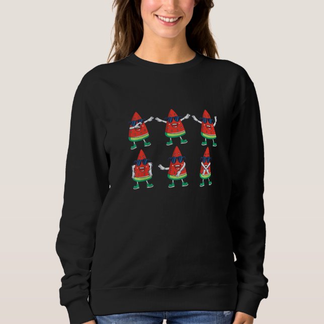 Kids Posing Watermelons  Dancing Melon Tropical Co T Shirt (Framsida)