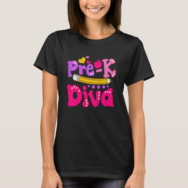 Kids Pre K Diva  Girls First Day of Pre K T Shirt (Framsida)