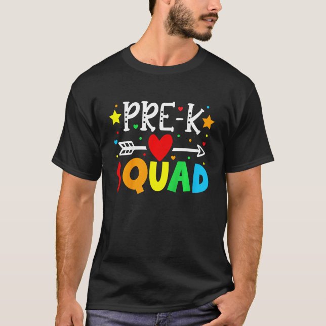 Kids Pre K Squad Back To School Preschool Teacher T Shirt (Framsida)