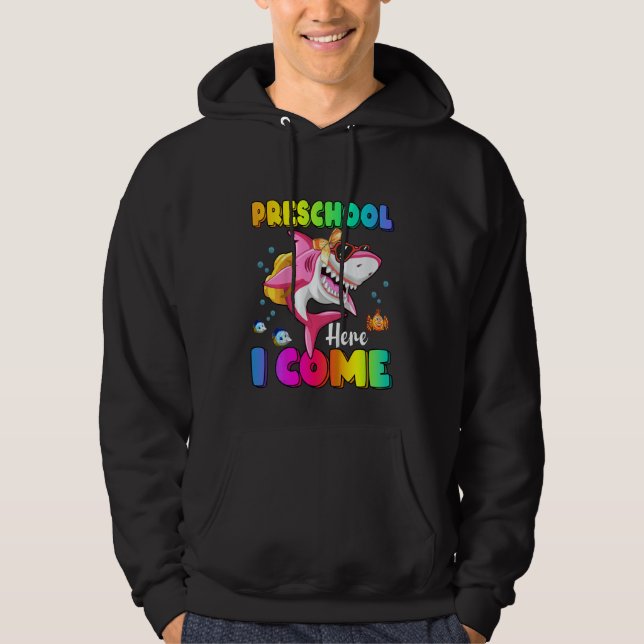 Kids Preschool Here I Come Shark Backpack Back To  Hoodie (Framsida)