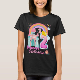 Kids Princess 2nd Birthday Horse Rainbow Castle Bi T Shirt
