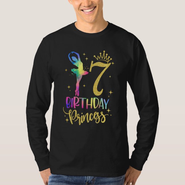 Kids Princess 7:e Birthday 7 Years Old Ballerina T Shirt (Framsida)