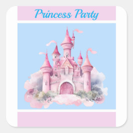 Kids Princess Party Square Sticker Fyrkantigt Klistermärke