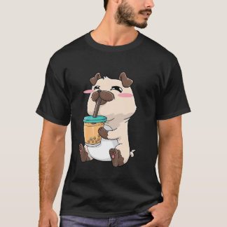 Kids Pug Bubble Tea Boba Drink Kawaii Cute Gift T Shirt