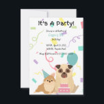 Kids Pug Hund Birthday-inbjudan Inbjudningar<br><div class="desc">Gör ditt barns födelsedag oförglömligt med vår vackra inbjudan till Barns födelsedag, med en lekfull pug och hans söta marionettvän omgiven av en lysande bakgrund i glitter! Den här charmerande designen fångar glädjen hos ett hund-temat party eller ett temat party för den delen, skapar den perfekten till inbjudan vänner och...</div>