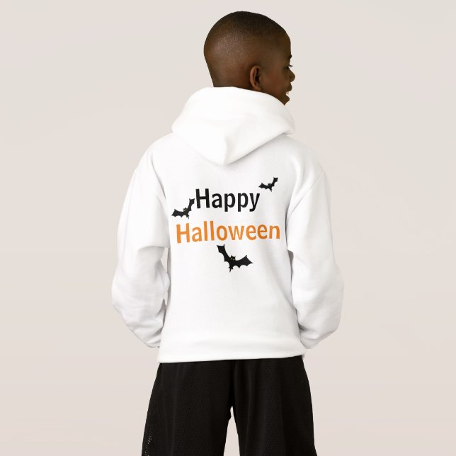 Kids pull-over Hoodie - hey BOO Ghost / Fladdermös T Shirt (Hel baksida)