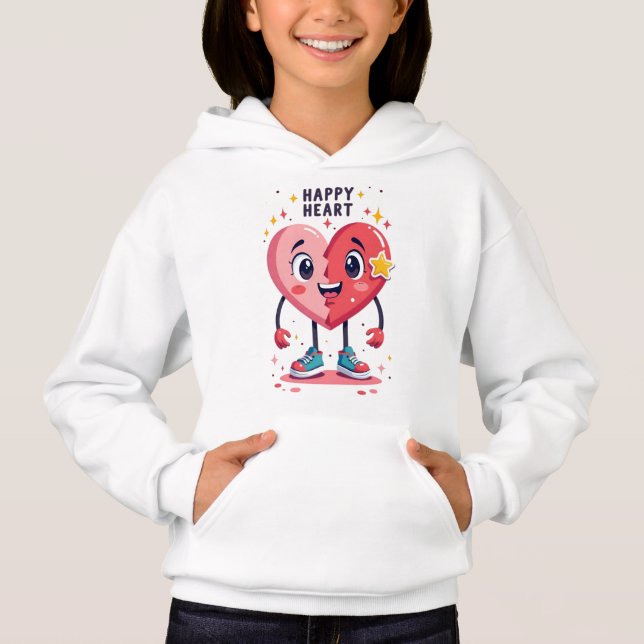 Kids Pullover Hoodie - Lycklig Heart Design T Shirt (Framsida)