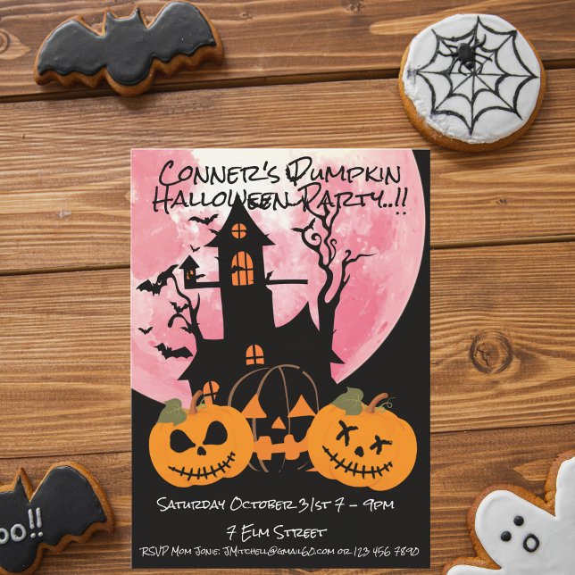 Kids Pumpkin Halloween fest Inbjudningar (Pumpkin Halloween Party Invite)