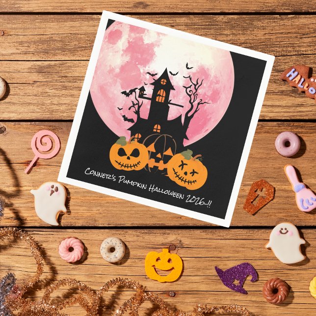 Kids Pumpkin Halloween fest Pappersservett (Pumpkin Halloween Party Napkins)