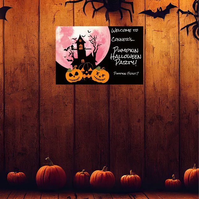 Kids Pumpkin Halloween fest Poster (Pumpkin Halloween Party Wall Poster)