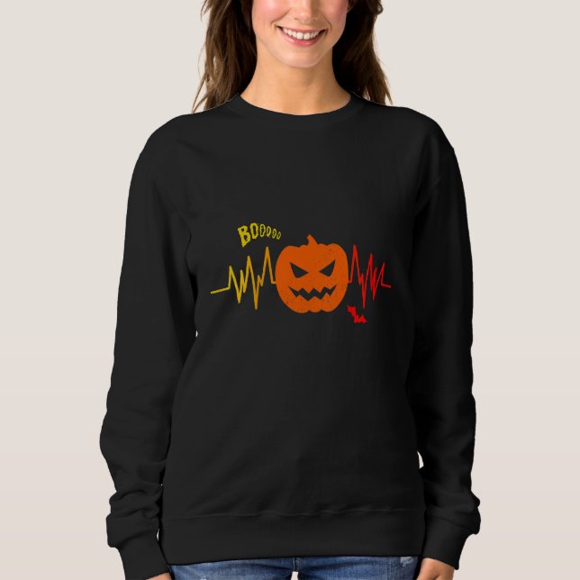 Kids Pumpkin Heartbeat Halloween  Pumpkin   Party T Shirt (Framsida)