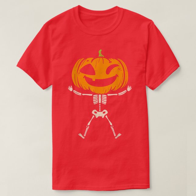 Kids Pumpkin Skeleton Cute Spooky Småbarn Boys Hal T Shirt (Design framsida)