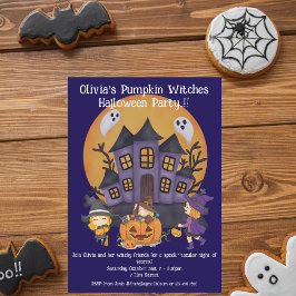 Kids Pumpkin Witches Halloween fest Inbjudningar