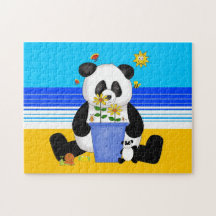 Kids Puzzle Panda vid stranden