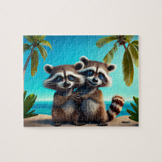 Kids Raccoons Jigszawa Puzzle - Tropical Pussel