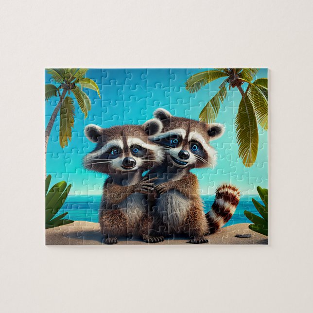 Kids Raccoons Jigszawa Puzzle - Tropical Pussel (Horisontell)