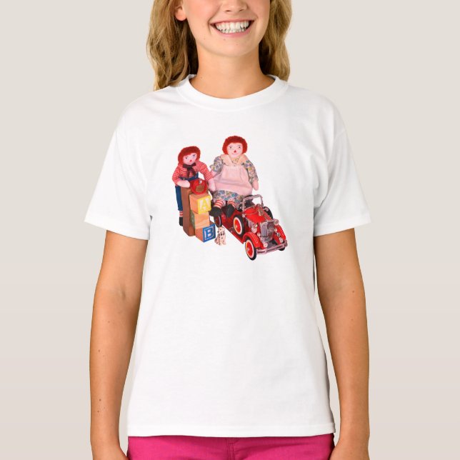 KIDS Raggedy Ann & Andy fire motor block leksak T Shirt (Framsida)