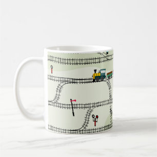 Kids Railway: Lustigt Seamless Mönster Kaffemugg