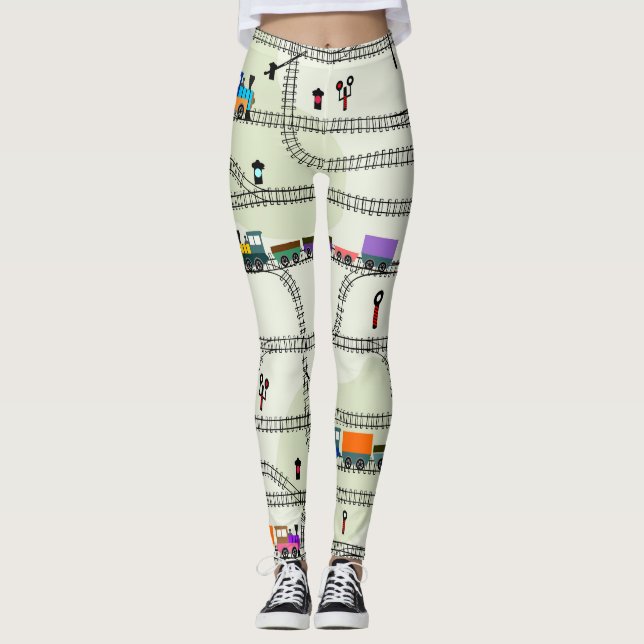 Kids Railway: Lustigt Seamless Mönster Leggings (Framsida)