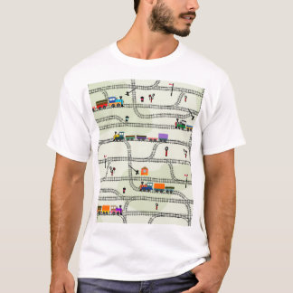 Kids Railway: Lustigt Seamless Mönster T Shirt
