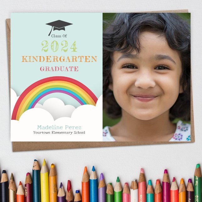 Kids Rainbow Clouds Kindergarten Studenten Photo Inbjudningar (Skapare uppladdad)