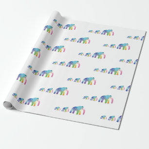 Kids Rainbow Elephant Gift Wrap Presentpapper