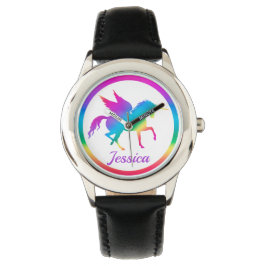 Kids Rainbow Gradient Unicorn Silhouette Armbandsur