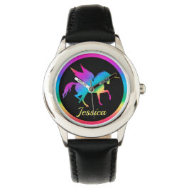 Kids Rainbow Gradient Unicorn Silhouette Armbandsur