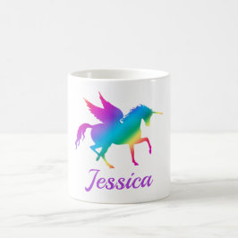 Kids Rainbow Gradient Unicorn Silhouette Kaffemugg