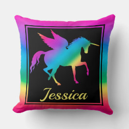 Kids Rainbow Gradient Unicorn Silhouette Kudde