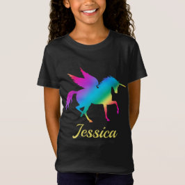 Kids Rainbow Gradient Unicorn Silhouette T Shirt