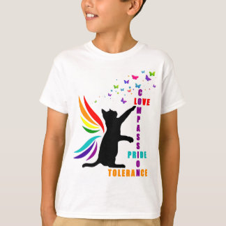 Kids Rainbow Pride Cat and Butterfly T-Shirt
