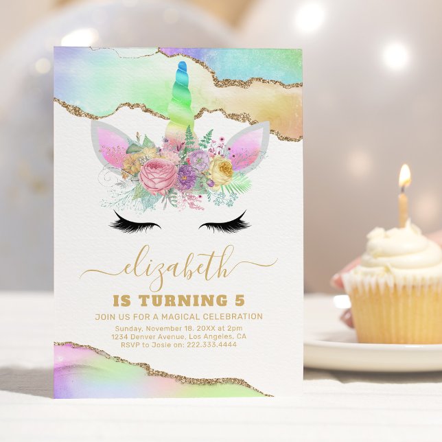 Kids Rainbow Unicorn Birthday Inbjudningar (Skapare uppladdad)