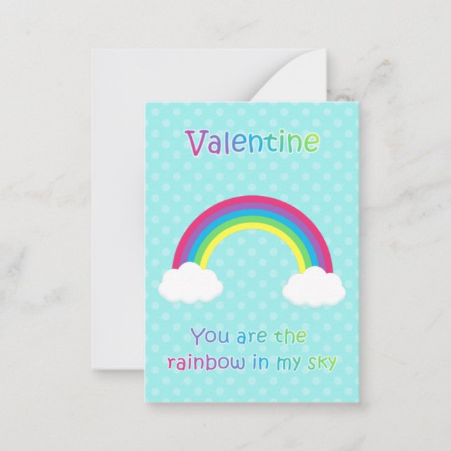 Kids Rainbow Valentine Cards Anteckningskort (Framsida)