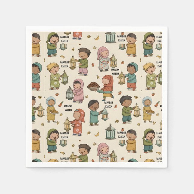 Kids Ramadan Kareem Napkins – Islamic Party Pappersservett (Framsidan)