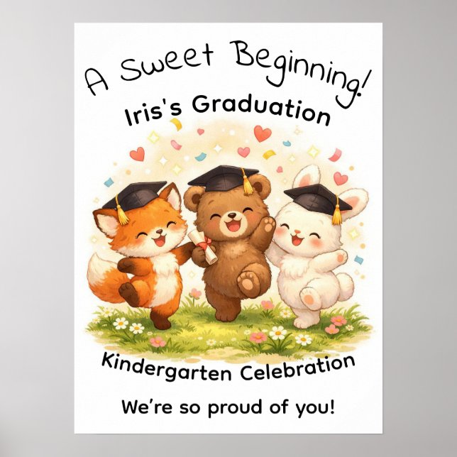 Kid's Räv Björn Kanin Examenfest Poster (Framsidan)