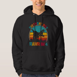 Kids Rawr I är 4 Dinosaur 4e födelsedagen Boy Rex Hoodie