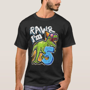 Kids Rawr I är 5:e födelsedagen T Rex Dinosaur Par Shirt
